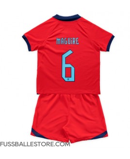 Günstige England Harry Maguire #6 Auswärts Trikotsatzt Kinder WM 2022 Kurzarm (+ Kurze Hosen)